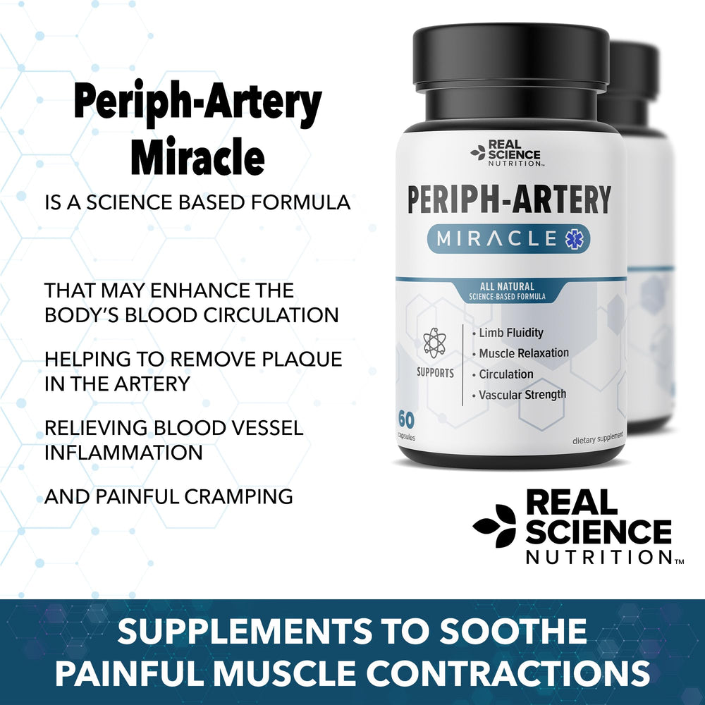 Real Science Nutrition PAD Miracle ingredients list featuring nitric oxide foundations for vascular support