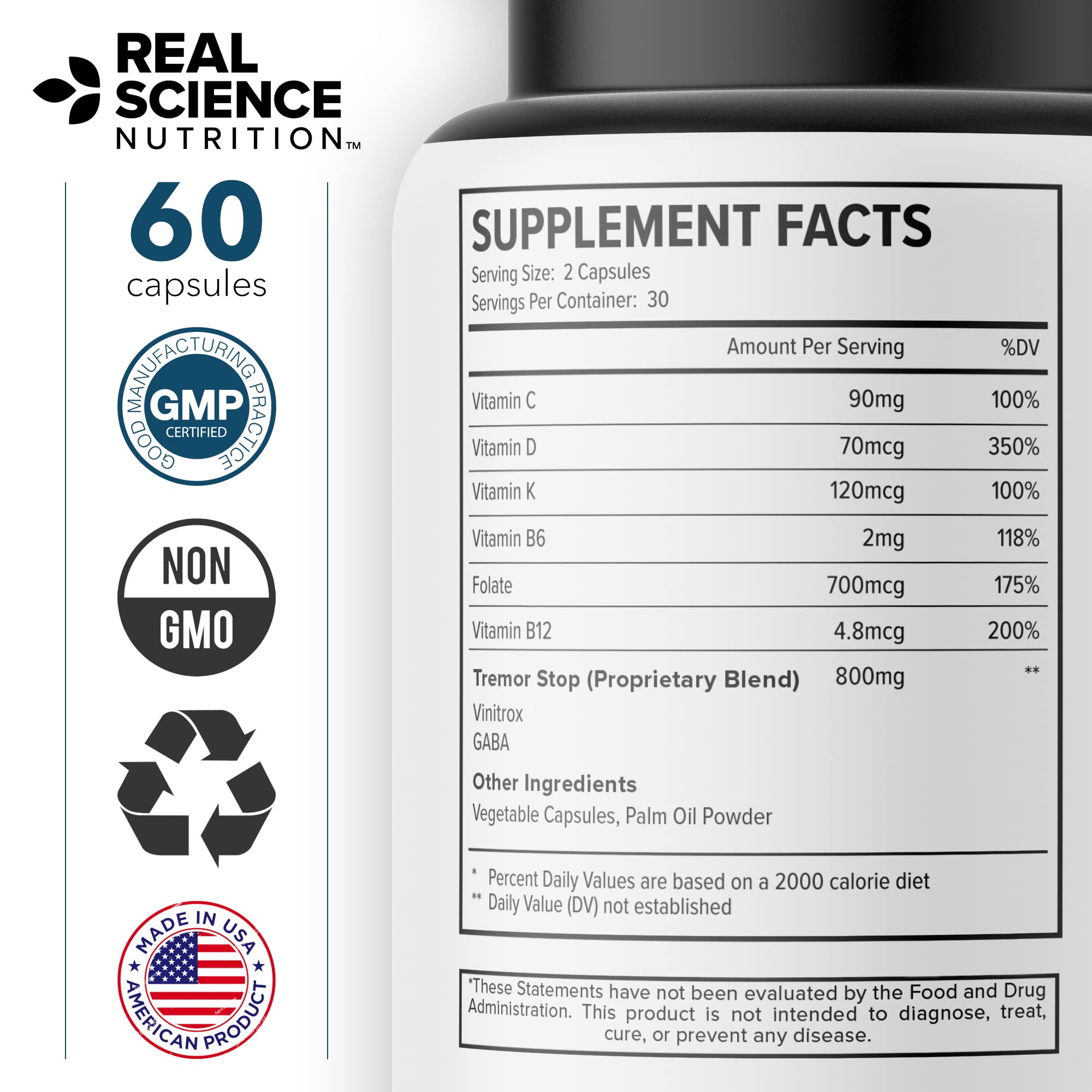 Real Science Nutrition PAD Miracle label notes USA-made quality