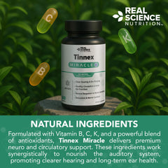 Real Science Nutrition Tinnex Miracle circulation-graphic suggests inner-ear blood flow support.