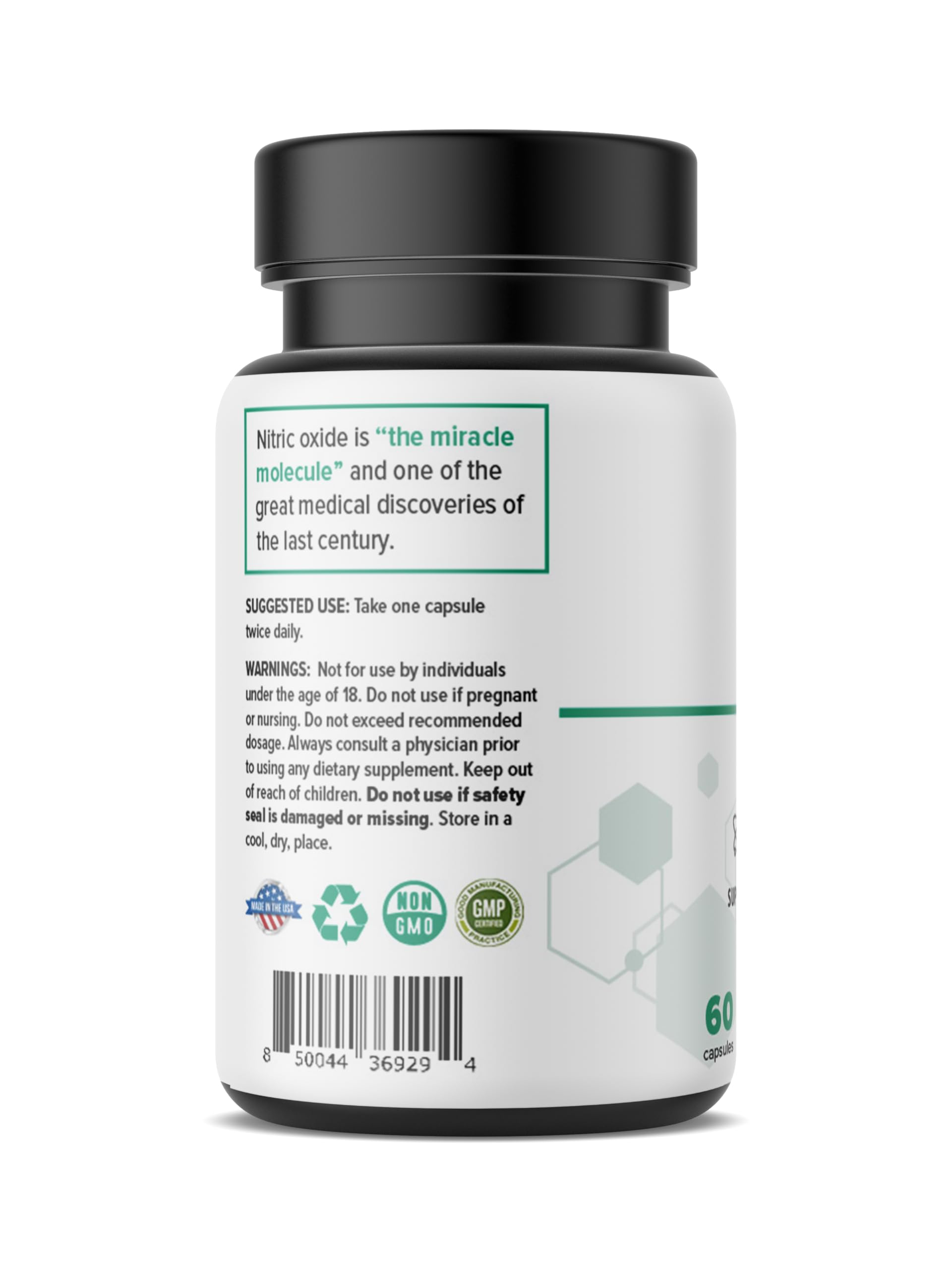 Real Science Nutrition Tinnex Miracle label detail shows USA-made, non-GMO formulation.