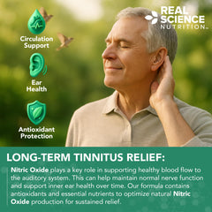 Real Science Nutrition Tinnex Miracle made-in-USA seal emphasizes quality manufacturing.