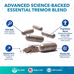 Ingredients blend featuring key vitamins and botanicals for nerve support