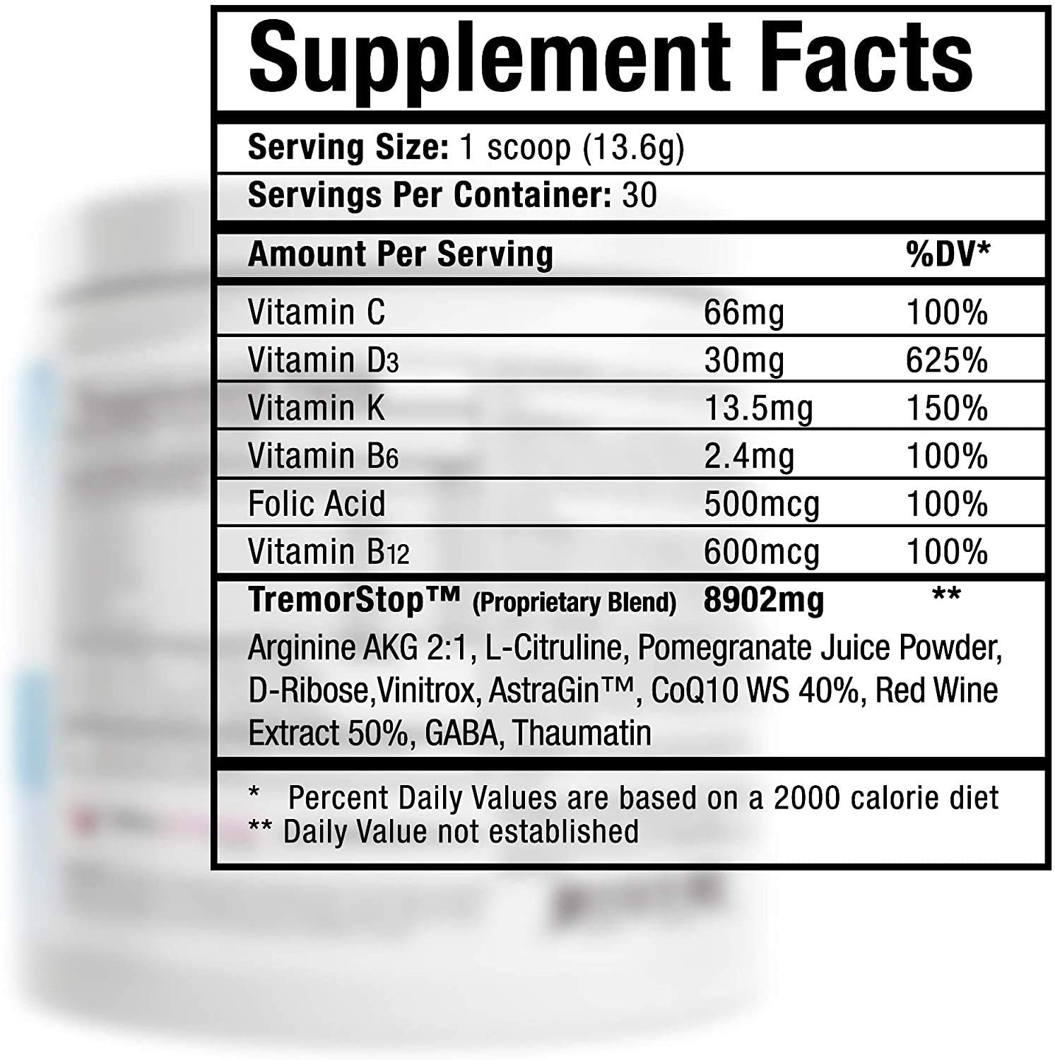 Real Science Nutrition Tremor Miracle grape powder ideal for daily shakes.
