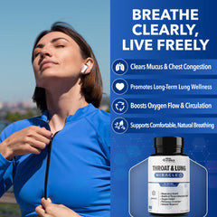Closeup of Real Science Throat & Lung Detox capsules highlighting easy-to-swallow form for daily use.