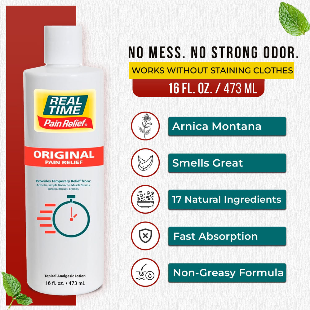 Real Time Pain Relief cream with 17 natural ingredients for gentle joint comfort.