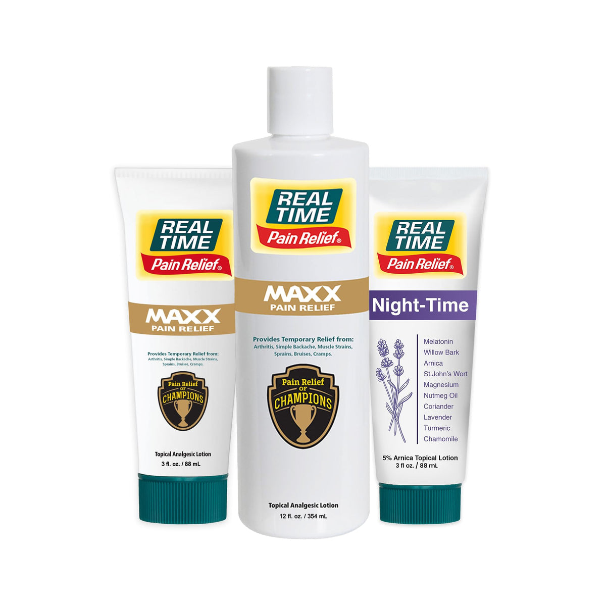 Real Time Pain Relief MAXX bottle pour for fast, targeted relief on daily discomfort