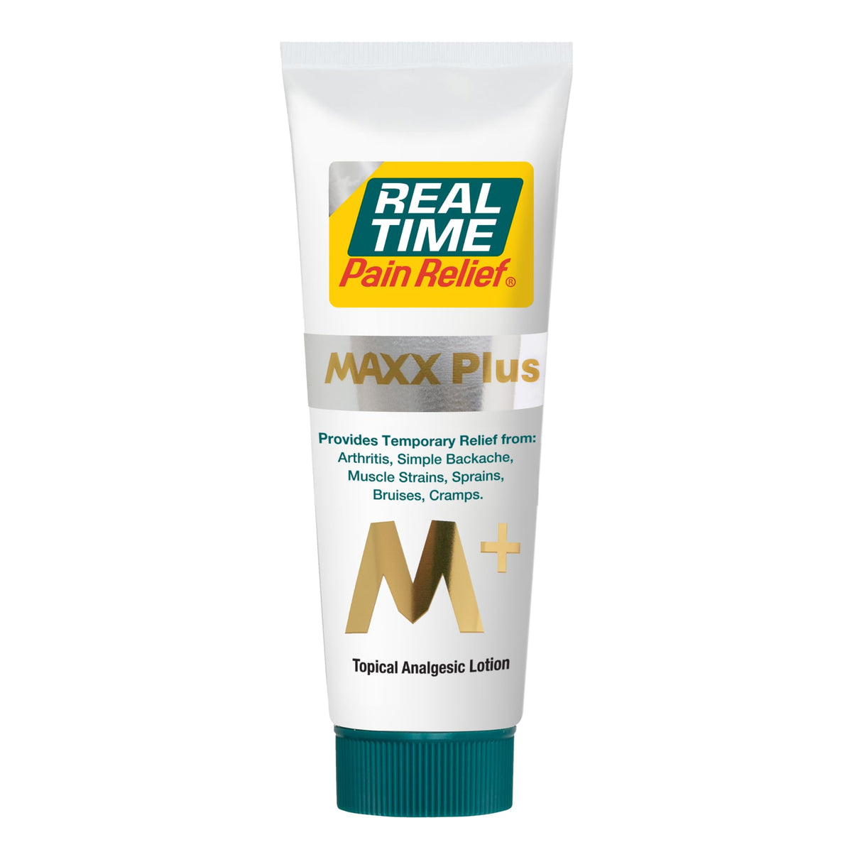 Real Time Pain Relief MAXX Plus bottle ready for targeted joint and muscle relief.