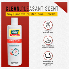 Real Time Pain Relief non-greasy formula absorbs quickly on skin.
