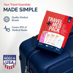 Real Vitamins Travel Medicine Kit compact pouch keeps essentials accessible in carry-on bags.