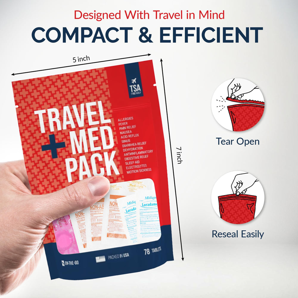 Real Vitamins Travel Medicine Kit individually wrapped items promote freshness and hygiene on the go.