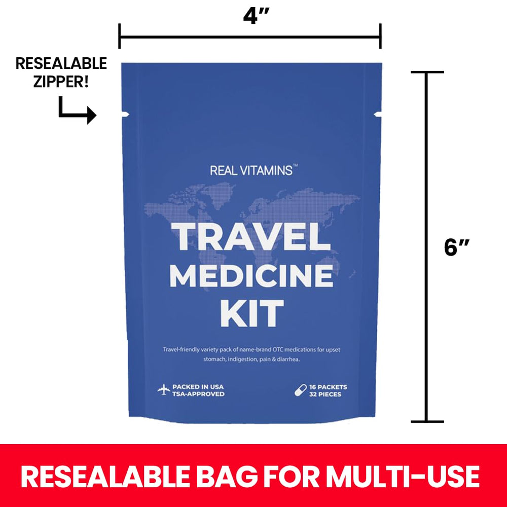 TSA-approved packaging simplifies security checks for international trips with Real Vitamins.