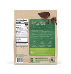 Serving count on Realand chocolate pouch illustrating 17 servings