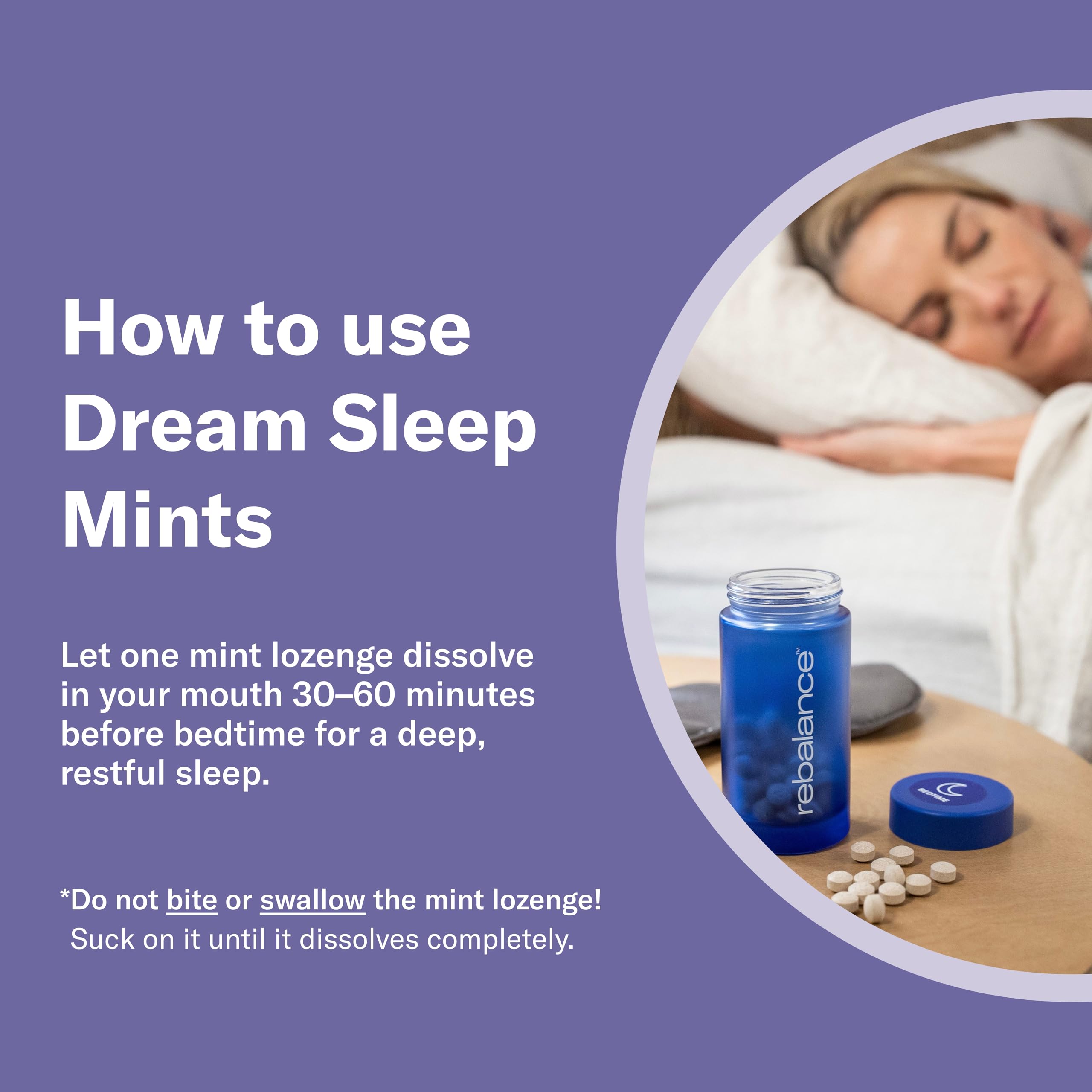 Rebalance Dream pack on shelf, discreet, sugar-free option for nightly rituals.