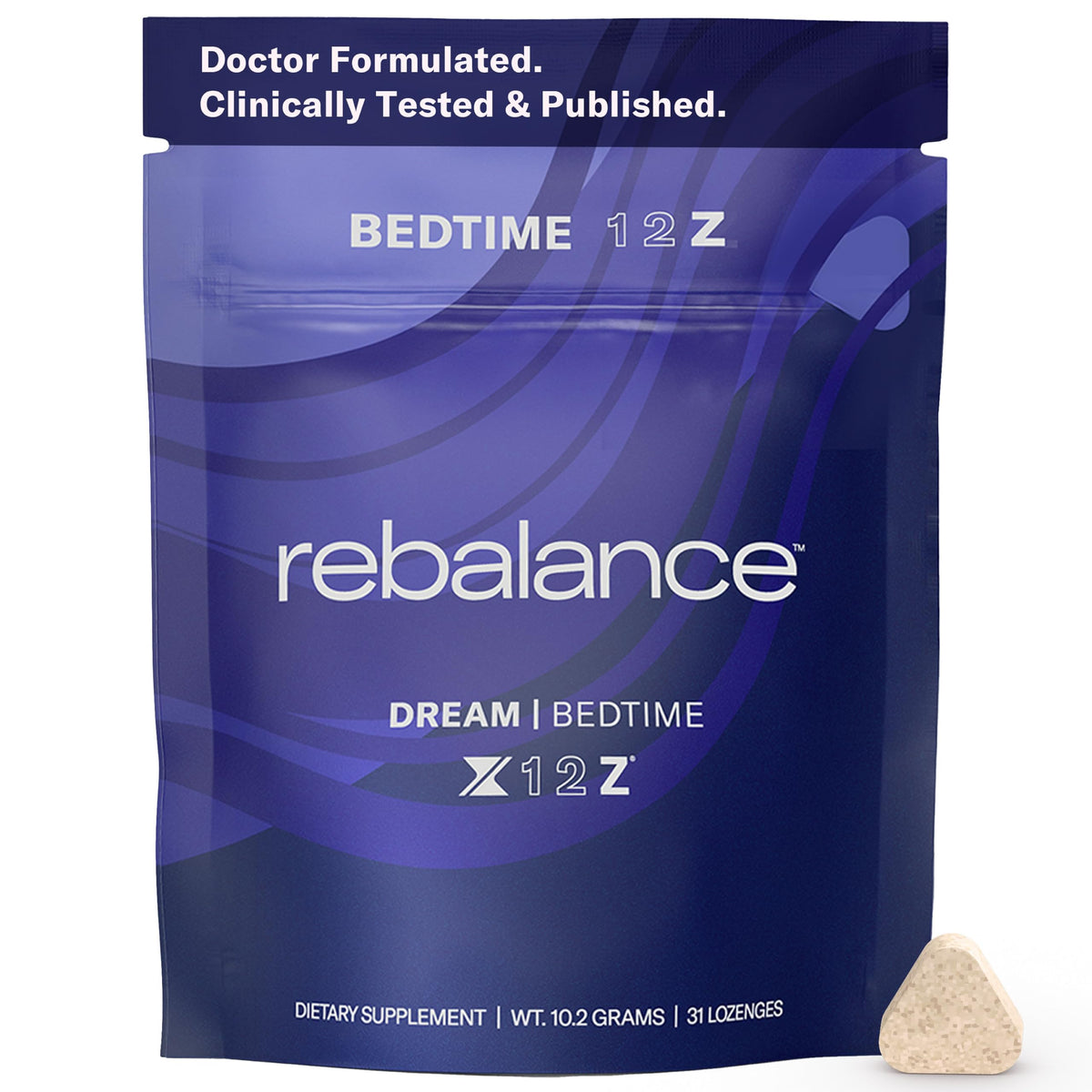 Rebalance Dream sleep mints packaging showing a full bottle for nighttime routines
