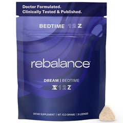 Rebalance Dream sleep mints packaging showing a full bottle for nighttime routines