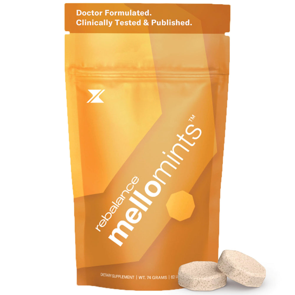 Rebalance Mellomints bottle for daily calm and focused routine.