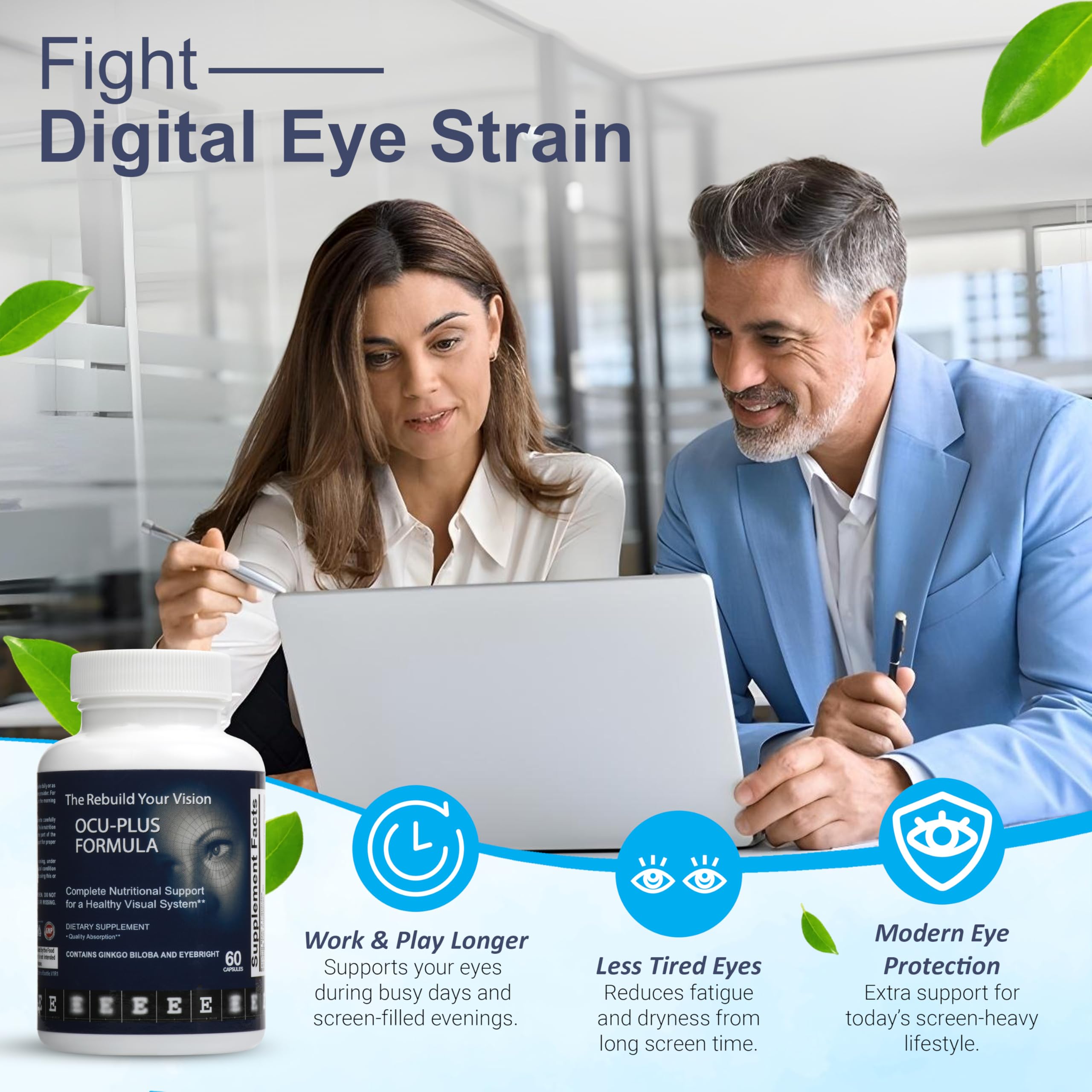 Rebuild Your Vision Ocu-Plus full label highlights lutein and bilberry