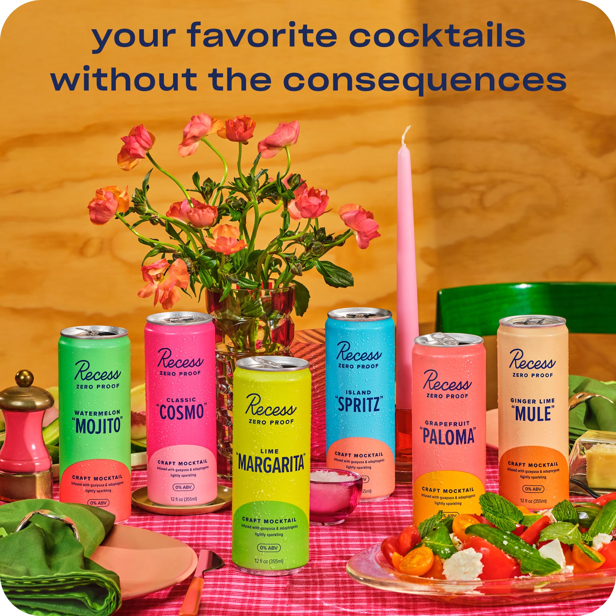 Recess Guayusa adaptogen infusion image highlights natural caffeine lift for social moments