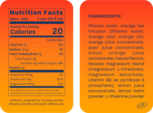 Recess Mood blood orange pour shot captures sparkling relaxation on demand.