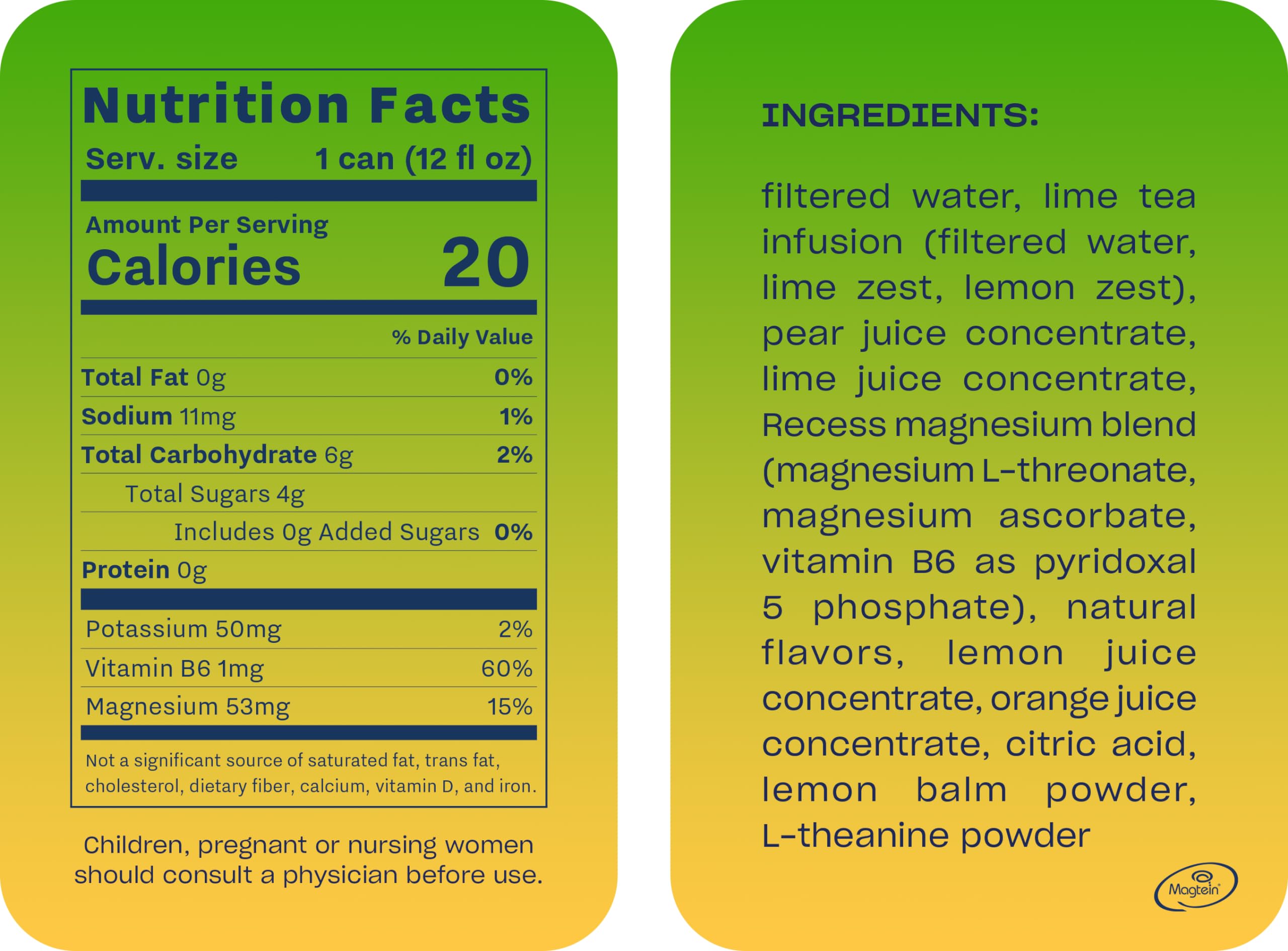 Recess Mood Lime Citrus label close-up showing functional ingredients and lime flavor.