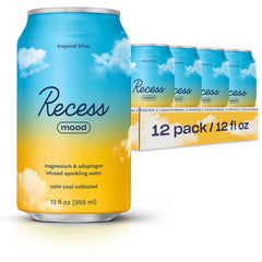 Recess Mood magnesium bottle with tropical bliss aroma for evening unwind.