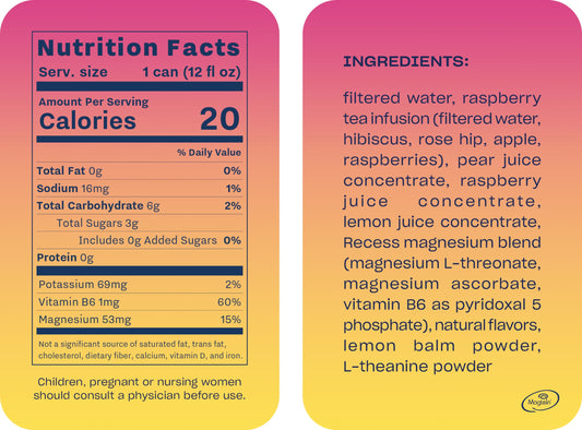 Closeup of Recess Mood can with raspberry lemon flavor