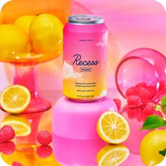 Close-up of Recess Mood ingredients including lemon balm and L-theanine