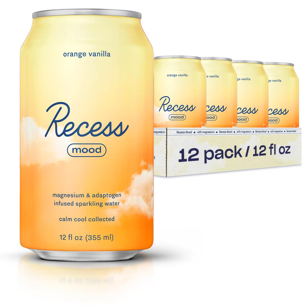 Recess Mood Orange Vanilla can showcases inviting citrus aroma and calming vibe.