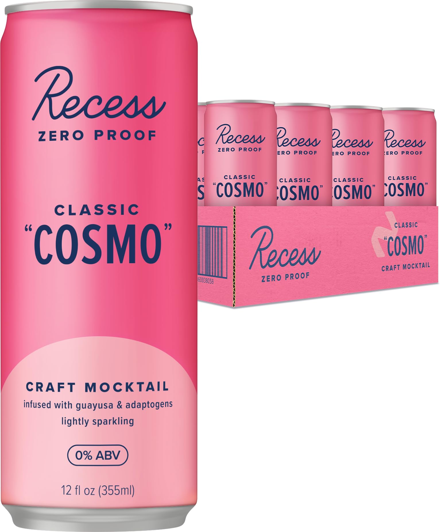 Recess Zero Proof Cosmo bottle with cranberry and lime flavor for mindful celebrations