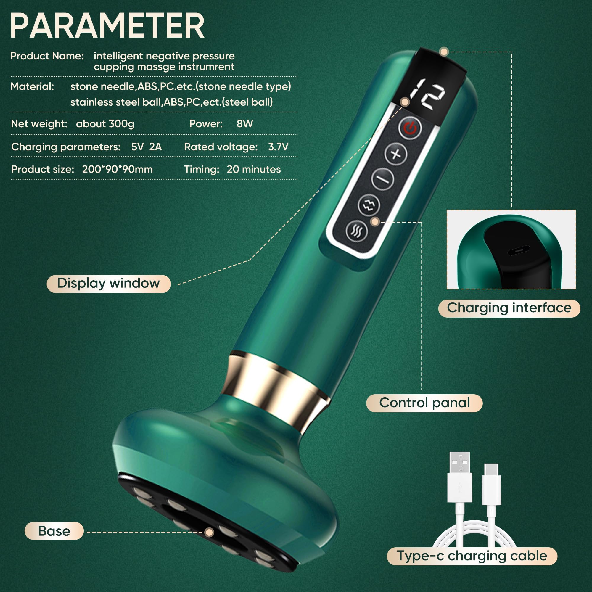 recgovt massager showing temperature control for customizable thermal massage