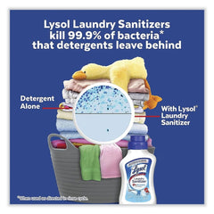 Lysol laundry sanitizer close-up highlights bleach-free formula.
