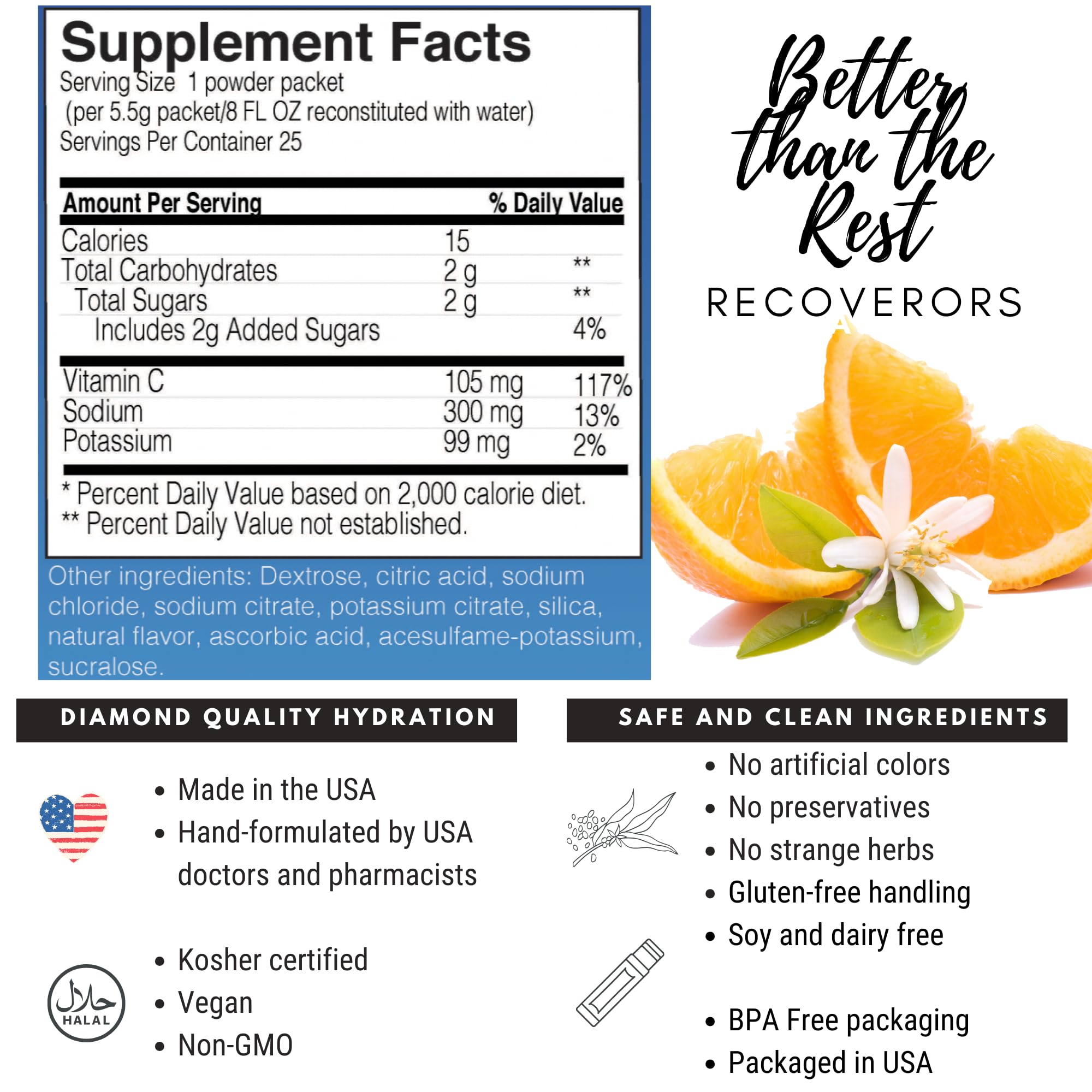 RecoverORS gluten-free ORS hydration mix for brain hydration and caffeine-free energy.