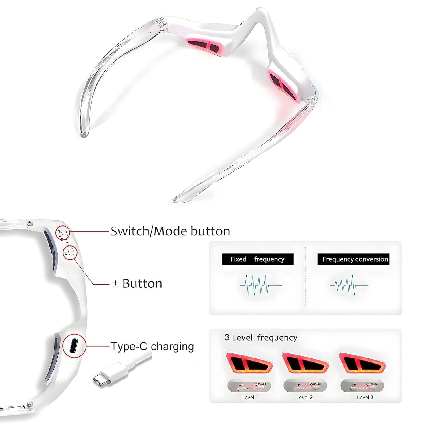 Red Light Therapy for Eyes 630-650nm emission focuses on collagen-friendly care.