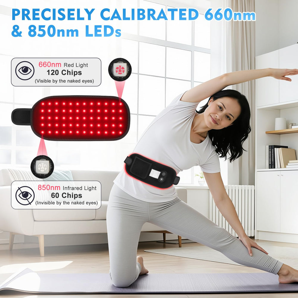 Red Light Therapy belt worn on arm for portable use.