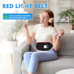 Red Light Therapy pad close-up shows gentle infrared warmth.