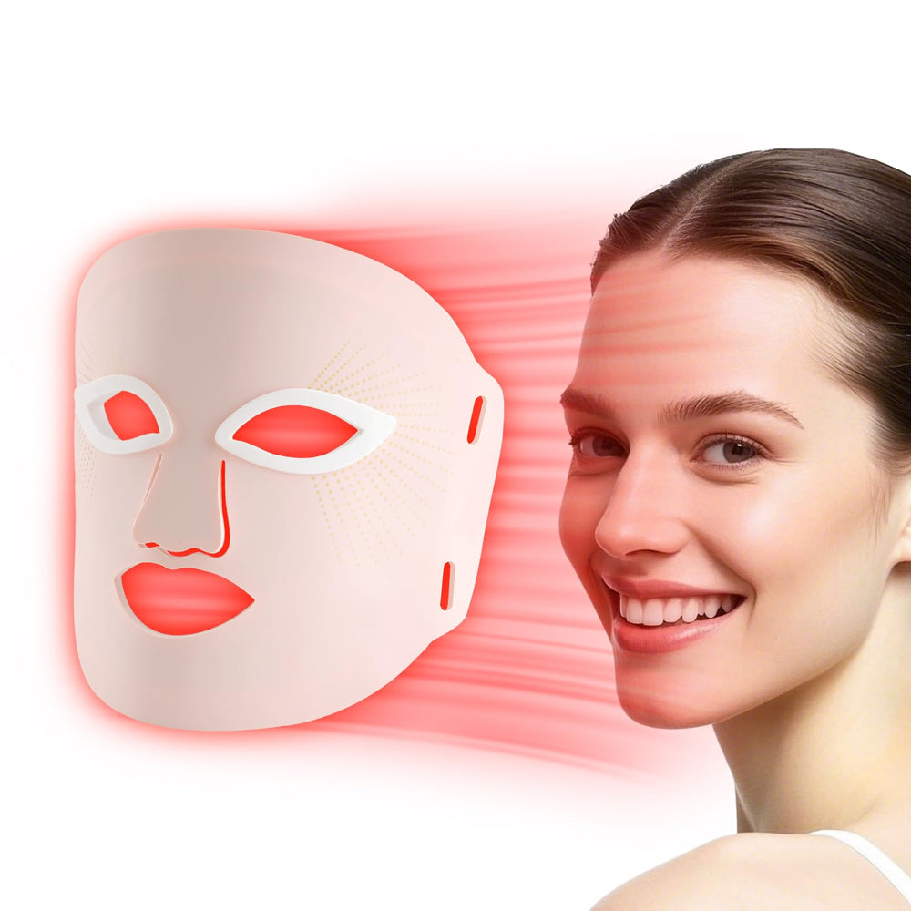 Red Mitochondria red light mask close-up for at-home skincare potential.