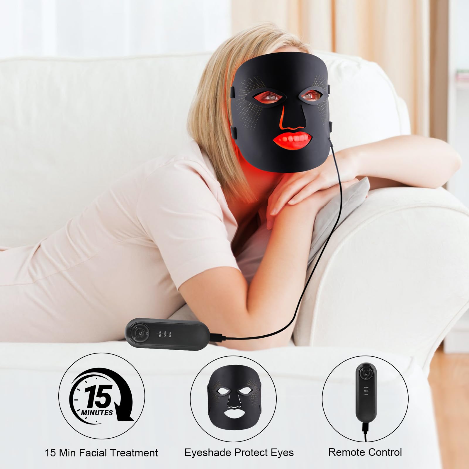 Red Mitochondria seven-color LED wavelengths for versatile at-home routines.