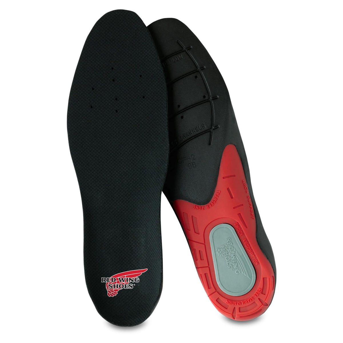 Red Wing Shoes RedBed footbed insoles with molded arch and gel heel pad for all-day comfort.