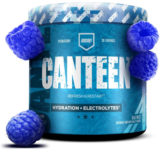 REDCON1 Canteen Blue Freeze powder dissolving in water for quick hydration and electrolytes.