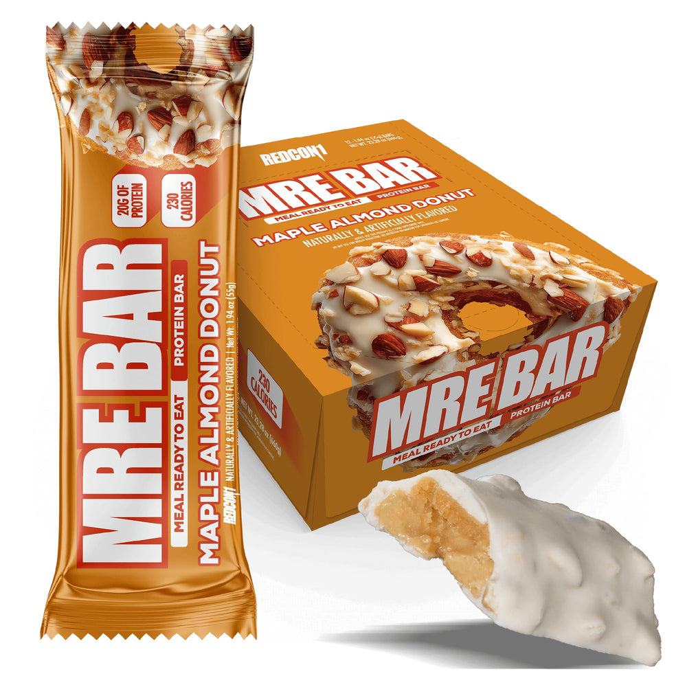 REDCON1 MRE Bar Maple Almond Donut front view, convenient on-the-go protein boost.