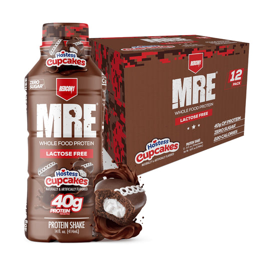 REDCON1 MRE Hostess Cupcake bottle shake delivers lactose-free protein on the go