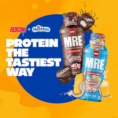 Redcon1 MRE Hostess Twinkies ready-to-drink bottle highlighting lactose-free protein for on-the-go convenience.