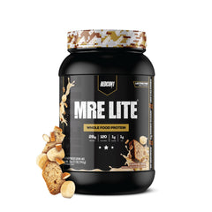 Redcon1 MRE LITE banana nut bread bottle pour for quick lactose-free protein on the go.