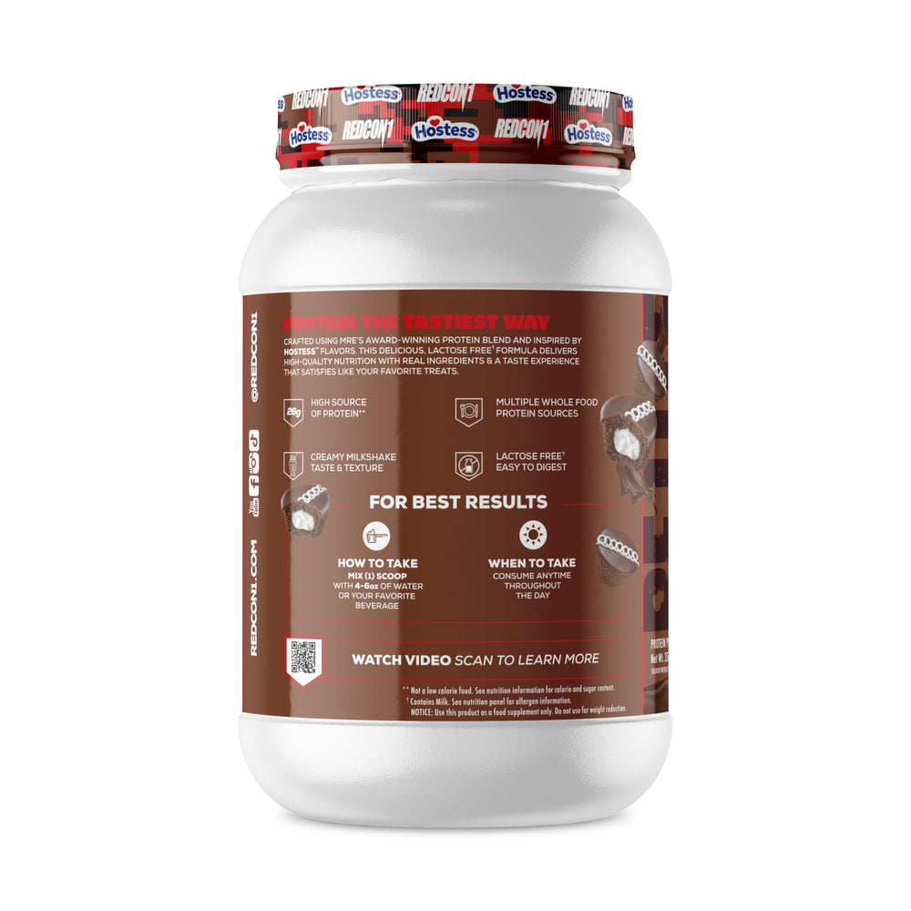 RedCon1 MRE Lite Hostess Cupcakes shake glass, a tasty high-protein drink.