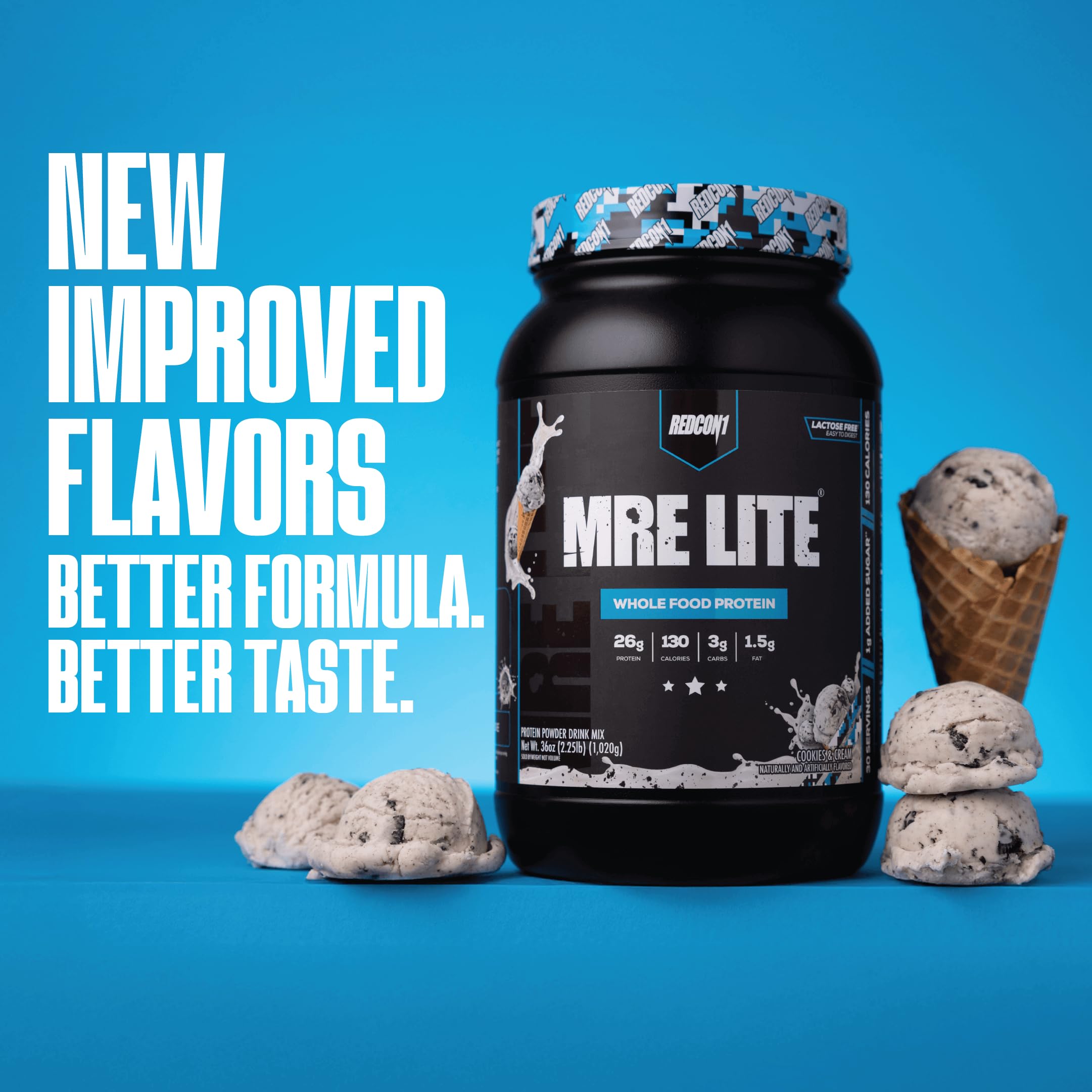 REDCON1 MRE LITE label close-up communicates transparent ingredients.