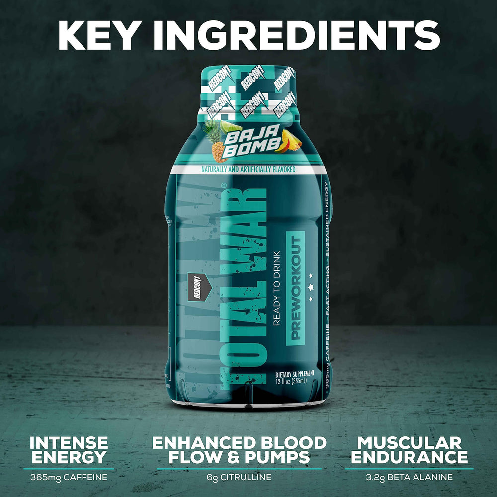 REDCON1 Total War Baja Bomb flavor graphic emphasizes bold taste