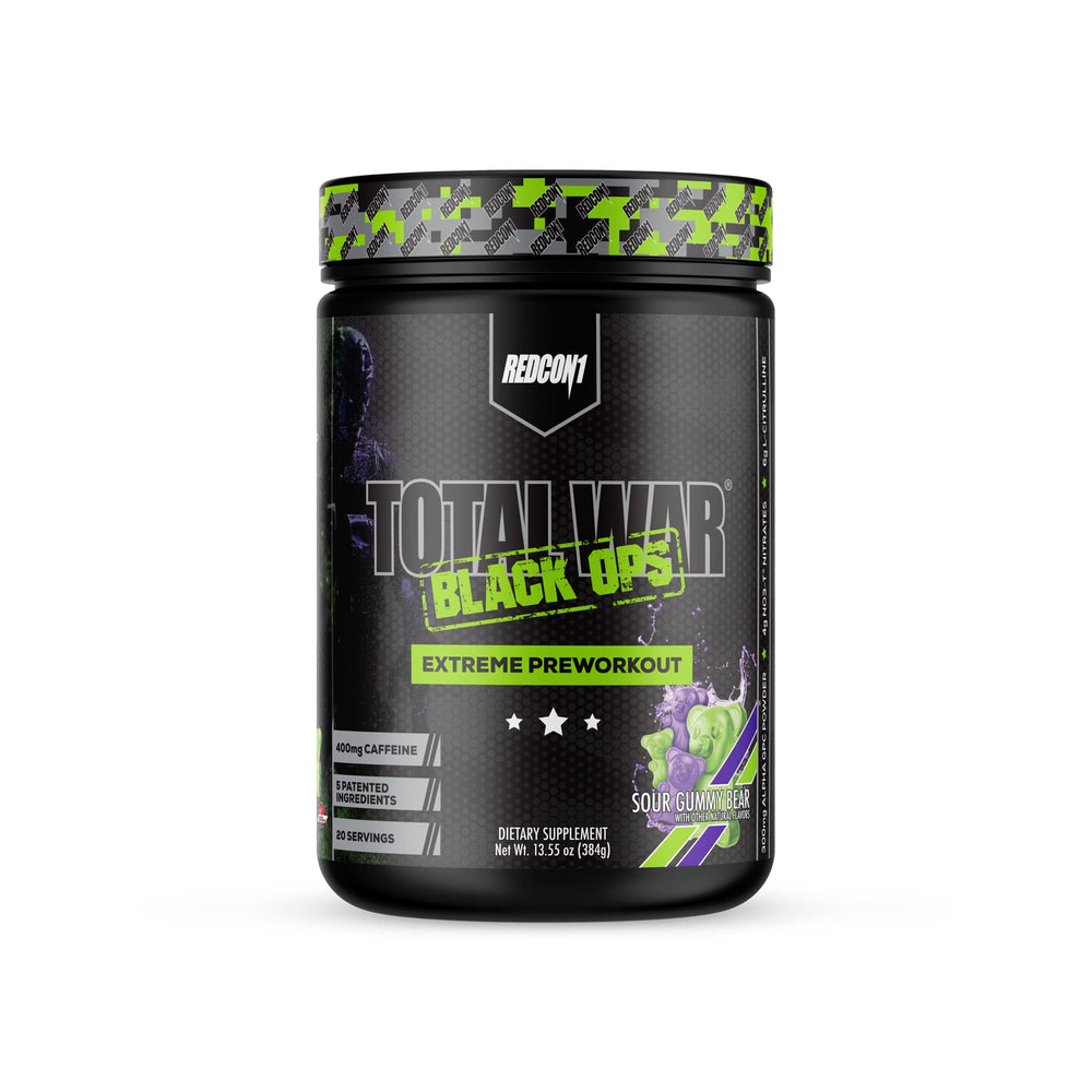 REDCON1 Total War Black Ops tub displayed on a prep surface for intense workouts