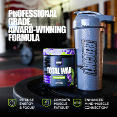 Close-up of Redcon1 Total War grape label highlighting citrulline malate.