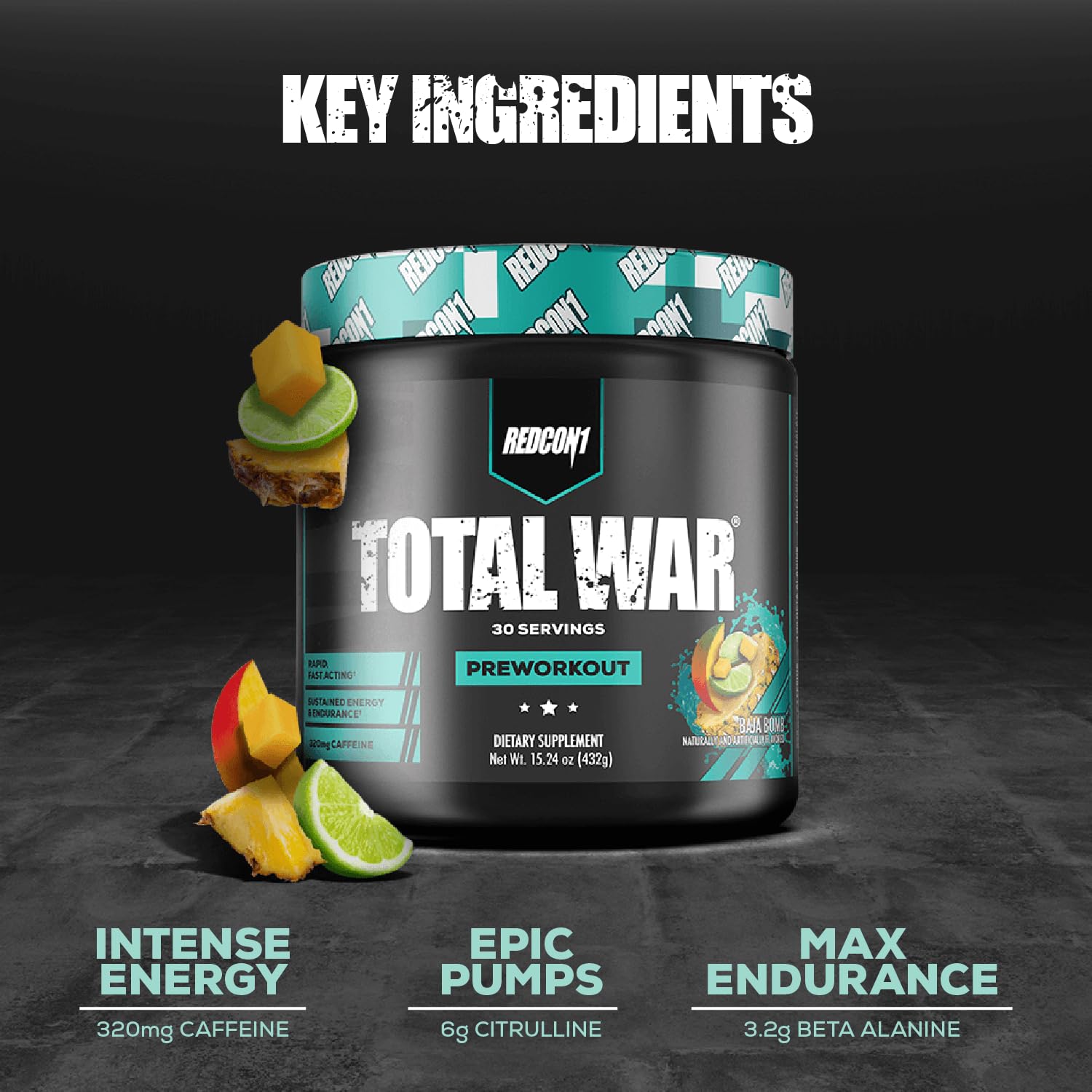 Total War Baja Bomb dissolves in water for fast-acting energy.