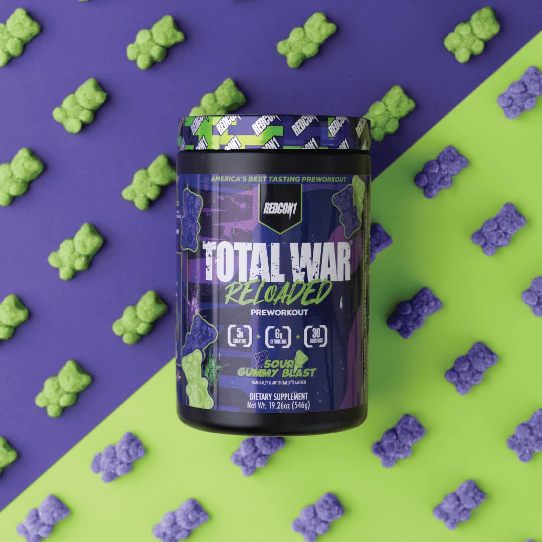 REDCON1 Total War Reloaded keto-friendly icon signals macro-friendly pre-workout choice.